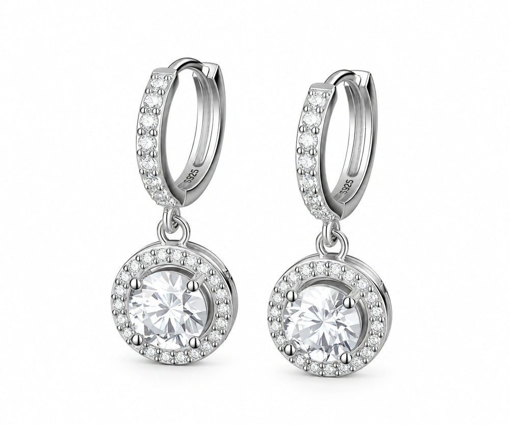Flare Halo Hoops: Moissanite Huggie Hoop Earrings