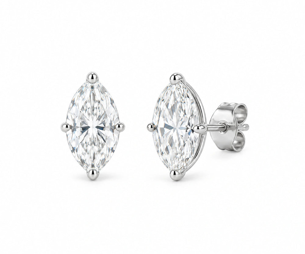 Marquise Studs: Moissanite Stud Earrings