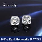 Flare Studs: Moissanite Halo Stud Earrings