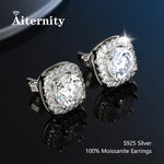 Flare Studs: Moissanite Halo Stud Earrings