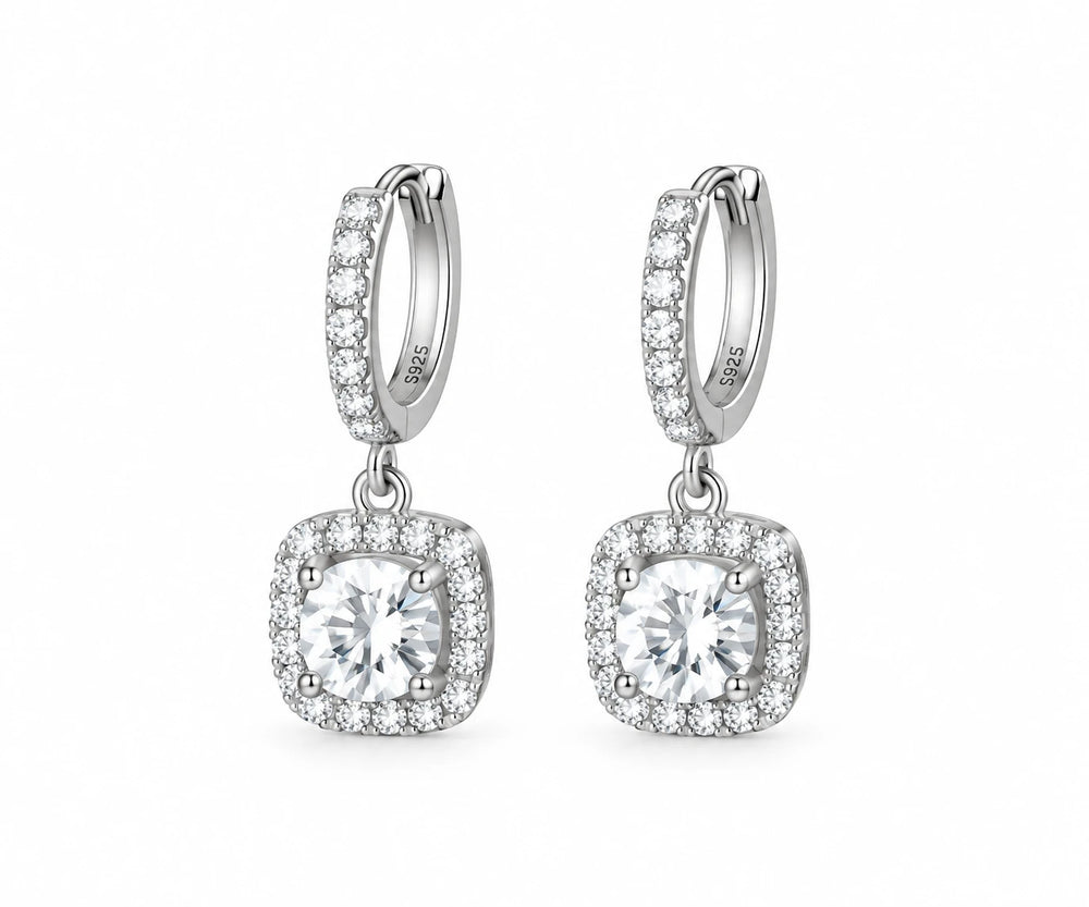 Flare Drop Hoops: Moissanite Huggie Hoop Earrings